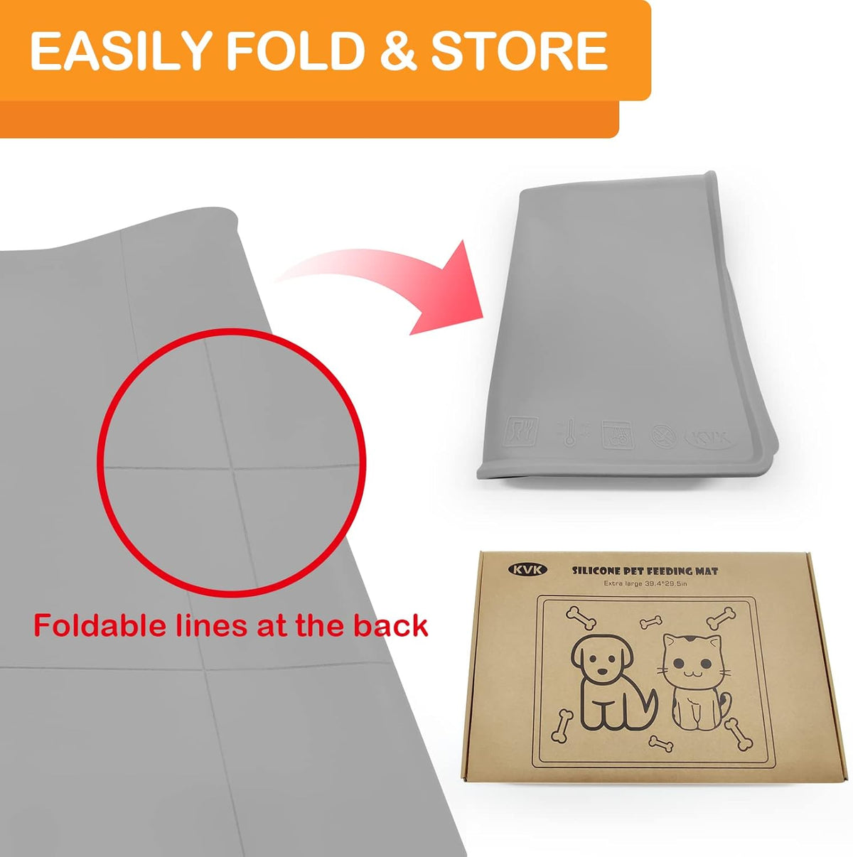 KVK Pet Food Mat Pet Feeding Mat Silicone Placemat for Dog and Cat Food Water Bowl Dog Food Mats