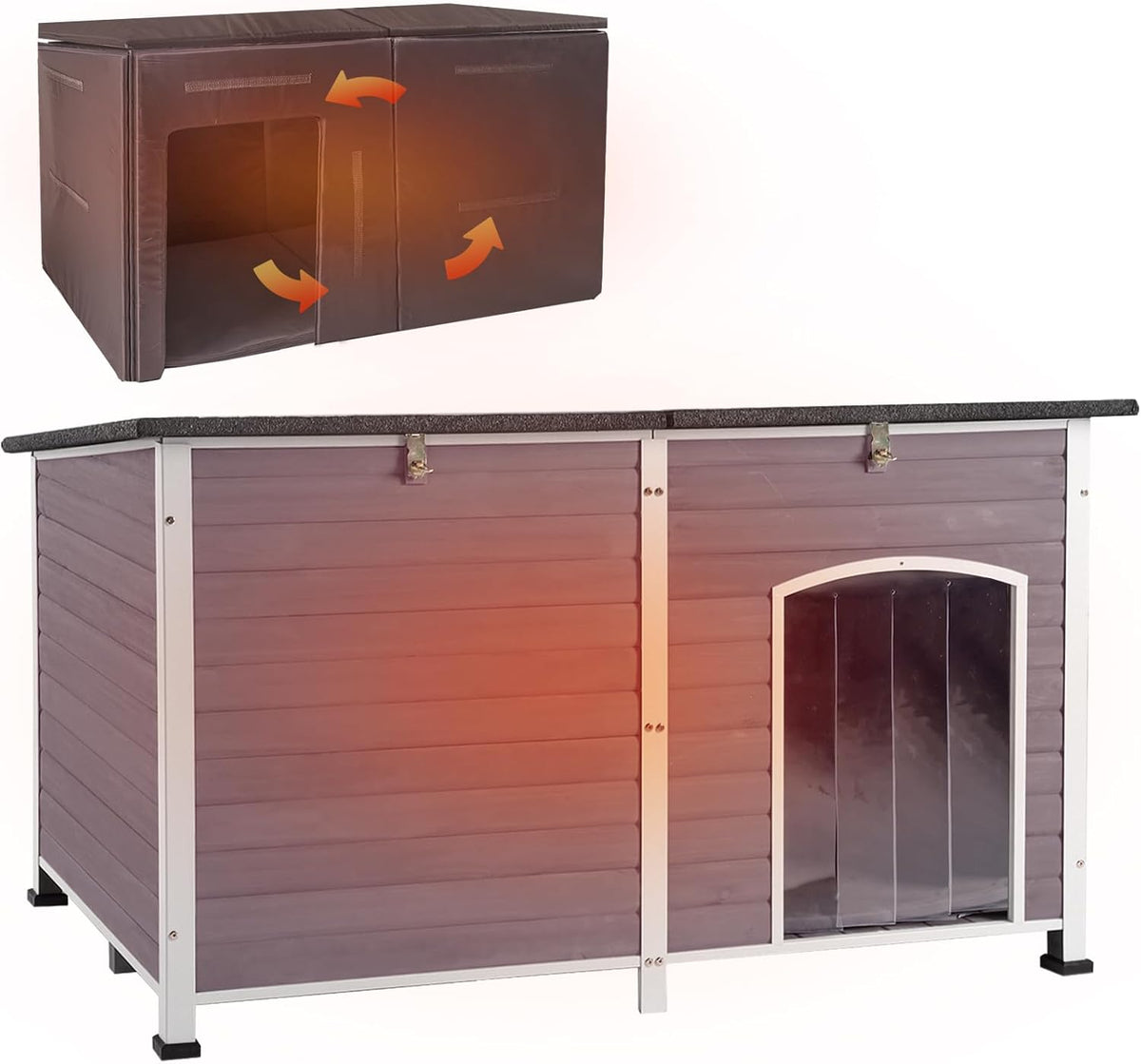Aivituvin Outdoor Dog House 59" Extra Large Insulated Dog Kennel with Insulation Liner for