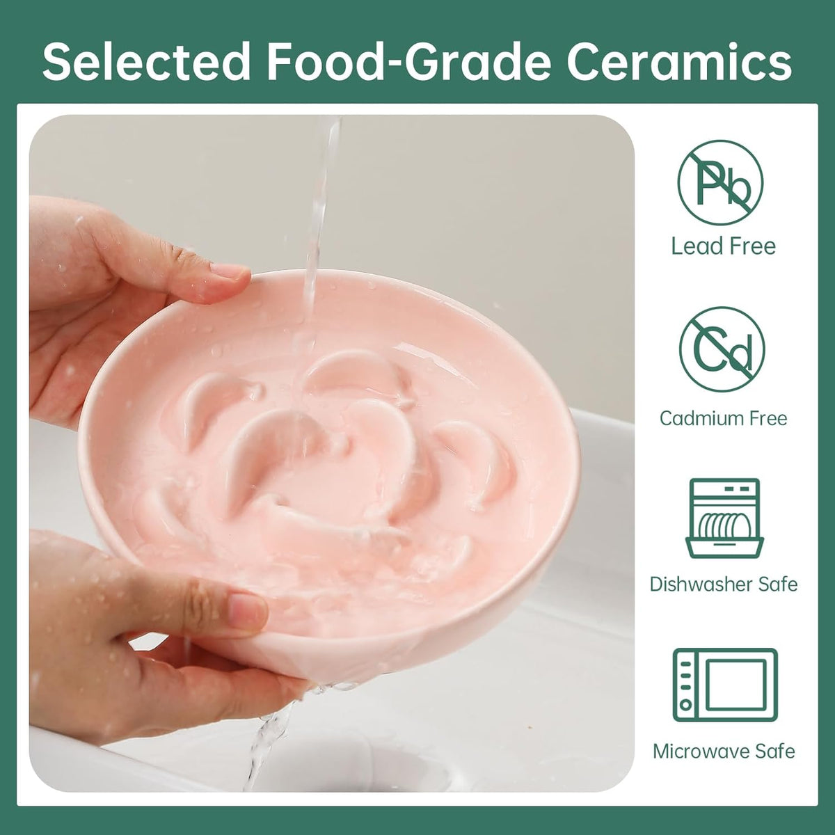 Ceramic Cat Slow Feeder Bowl - Pastel Series Cat Plate for Dry and Wet Food - Cute Maze Feeder Dish