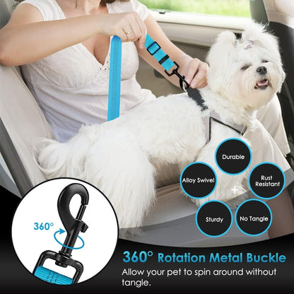 SlowTon Dog Seat Belt, Adjustable Dog Safety Belt Leash, 2 in 1 Latch Bar Attachment Dogs Car