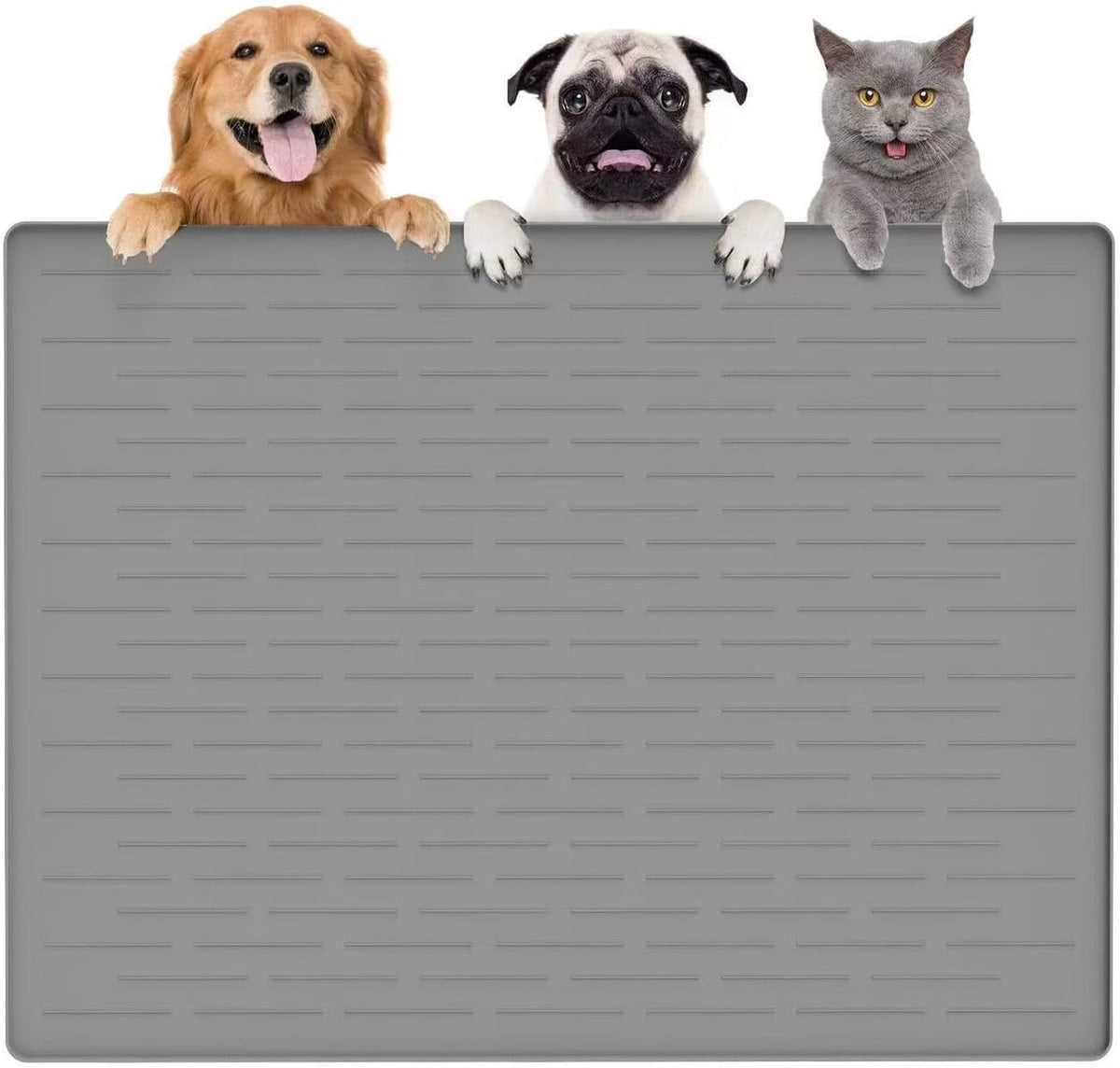 Large Dog Mats for Food and Water, 40"x30" Waterproof Pet Food Mats for Floor Nonslip Silicone Bowl