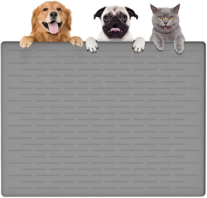 Large Dog Mats for Food and Water, 40"x30" Waterproof Pet Food Mats for Floor Nonslip Silicone Bowl