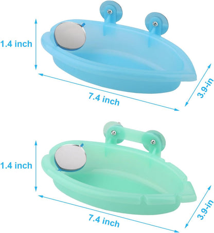 Wontee Bird Bath Box with Mirror Portable Parrot Hanging Bathroom Bathing Tub for Small Birds