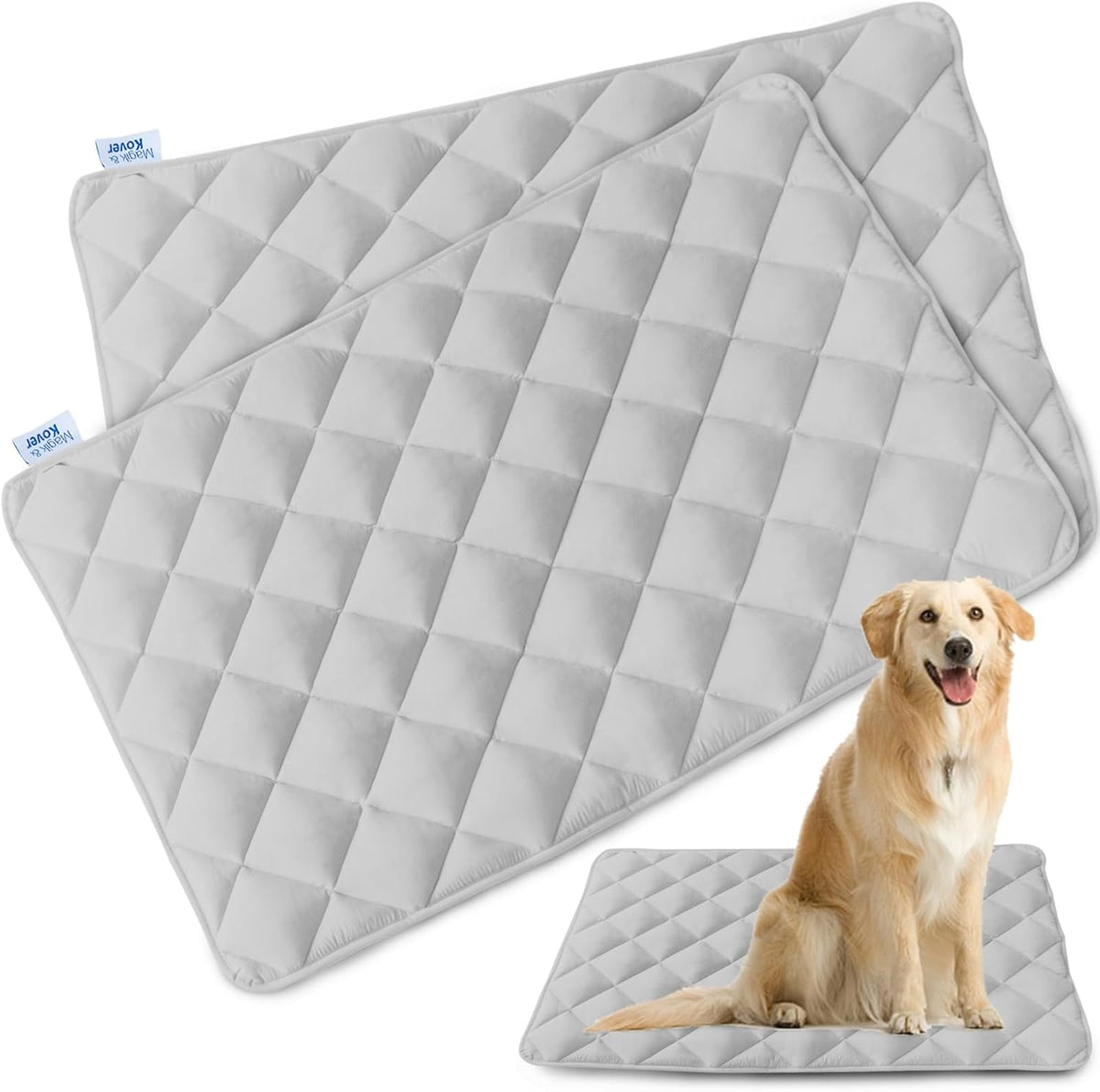 Magik & Kover Dog Crate Pad 2 Pack (30" x 19"), Soft Dog Crate Mat with Anti-Slip Bottom, Machine