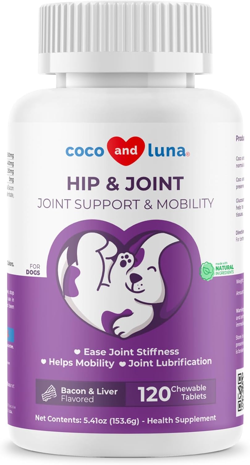 Joint Supplement for Dogs - 120 Chewable Tablets - with Glucosamine, Chondroitin, MSM and Manganese