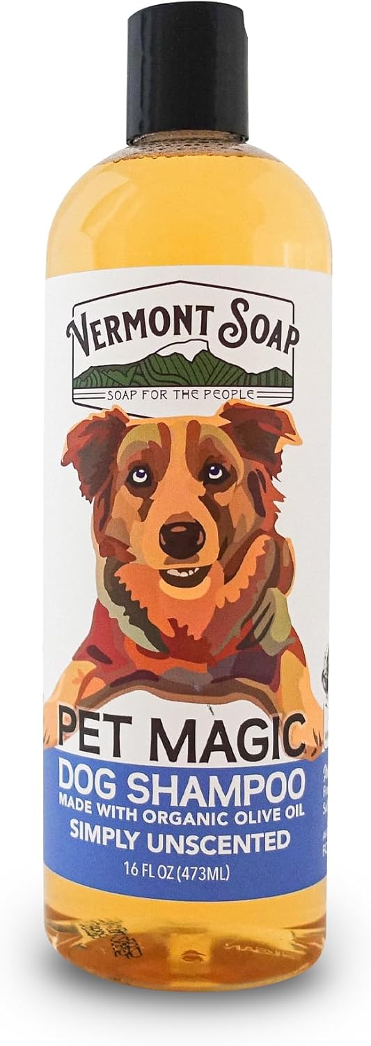 VERMONT SOAP Organics Pet Shampoo - Infused with Organic & Natural Olive Oil, Coconut & Aloe Vera