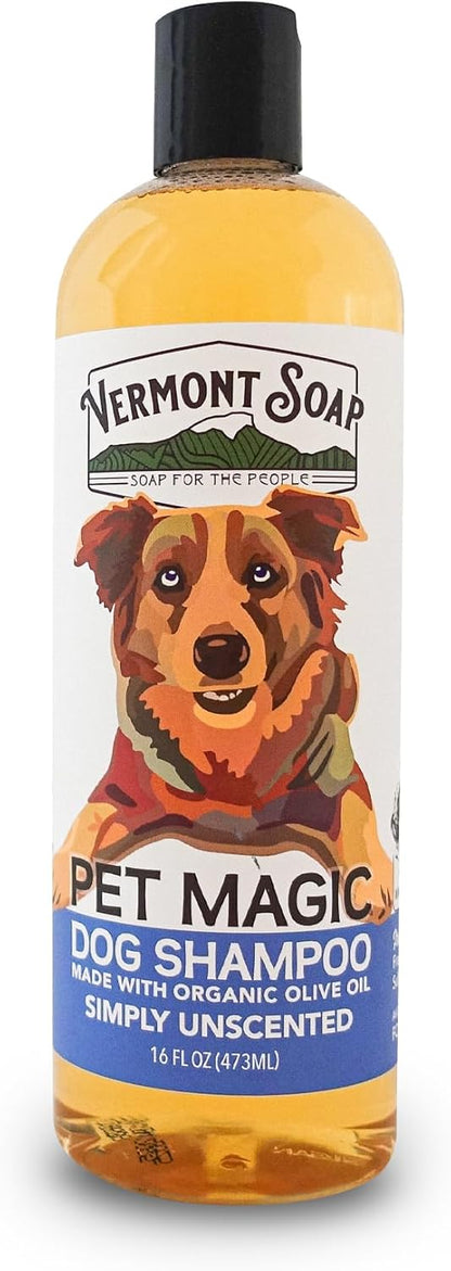 VERMONT SOAP Organics Pet Shampoo - Infused with Organic & Natural Olive Oil, Coconut & Aloe Vera