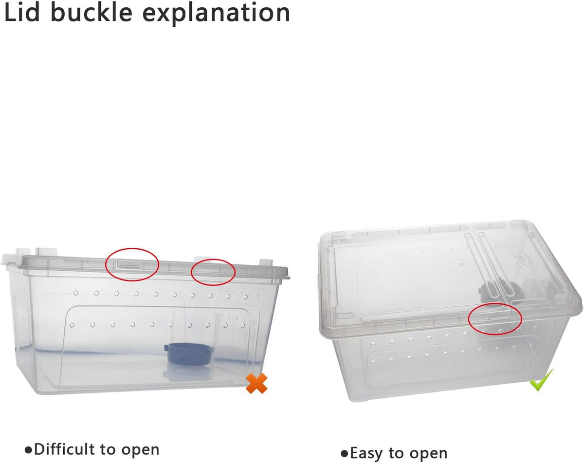 OMEM Portable Reptile Terrarium Habitat for Mini Pet Houses Breathable Holes Stackable Container