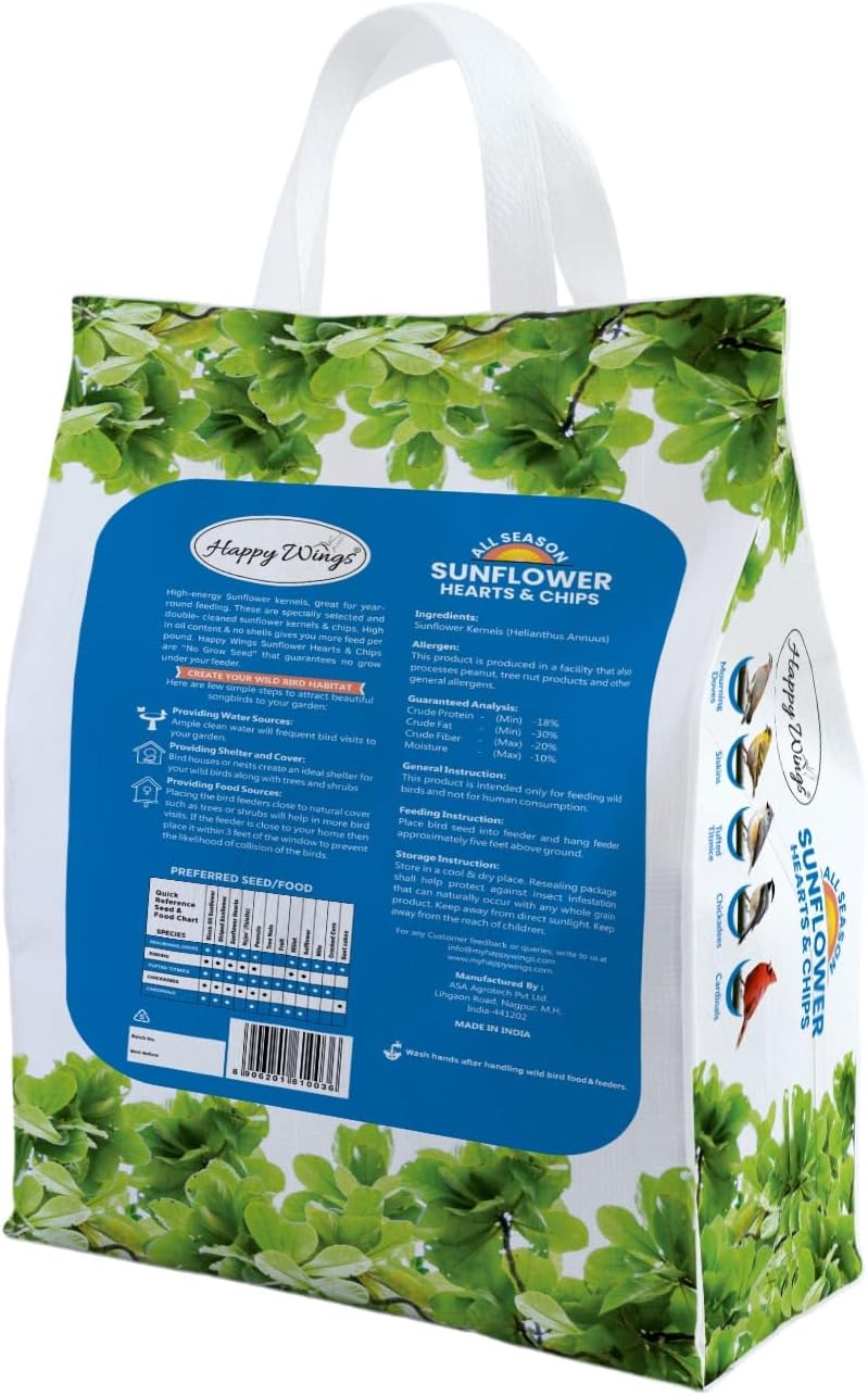 Sunflower Hearts & Chips Bird Food 15 lbs No Mess, No Waste Seed No Grow Formula Ideal for Wild
