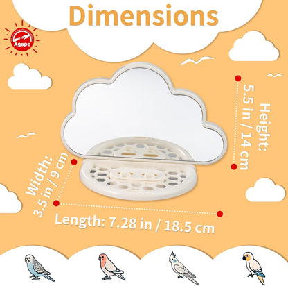 Agape Parakeet Mirror with Perch & Slow Feeder, Bird Cage Accessories for Small Parrots to Expend