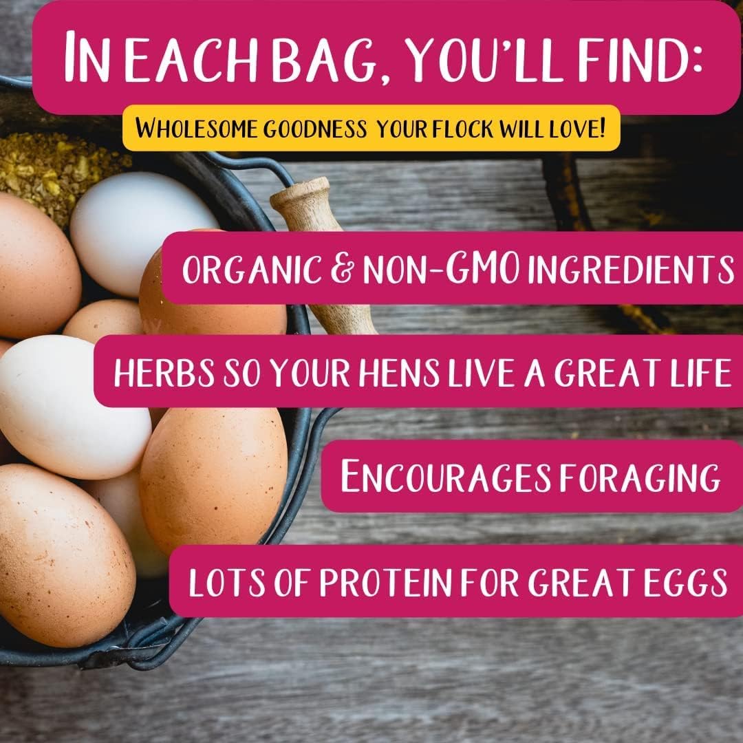 Pampered Chicken Mama Non-GMO Mealworm, Corn, Flax, & Herb Treat for Backyard Chickens, Healthy