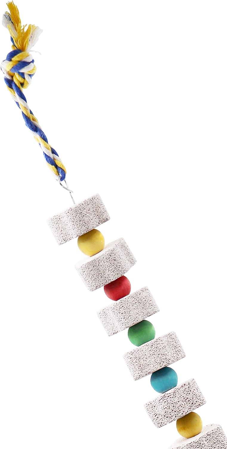 2 Pack 27 Inches Extra Long Bird Chewing Toy, Parrot Beak Grinding Calcium Stone with Bells, Bird