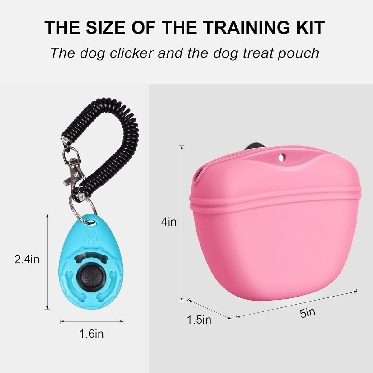 Left&Right Dog Clicker Training Kit,Silicone Dog Training Treat Pouch and Dog Clickers,Dog Treat