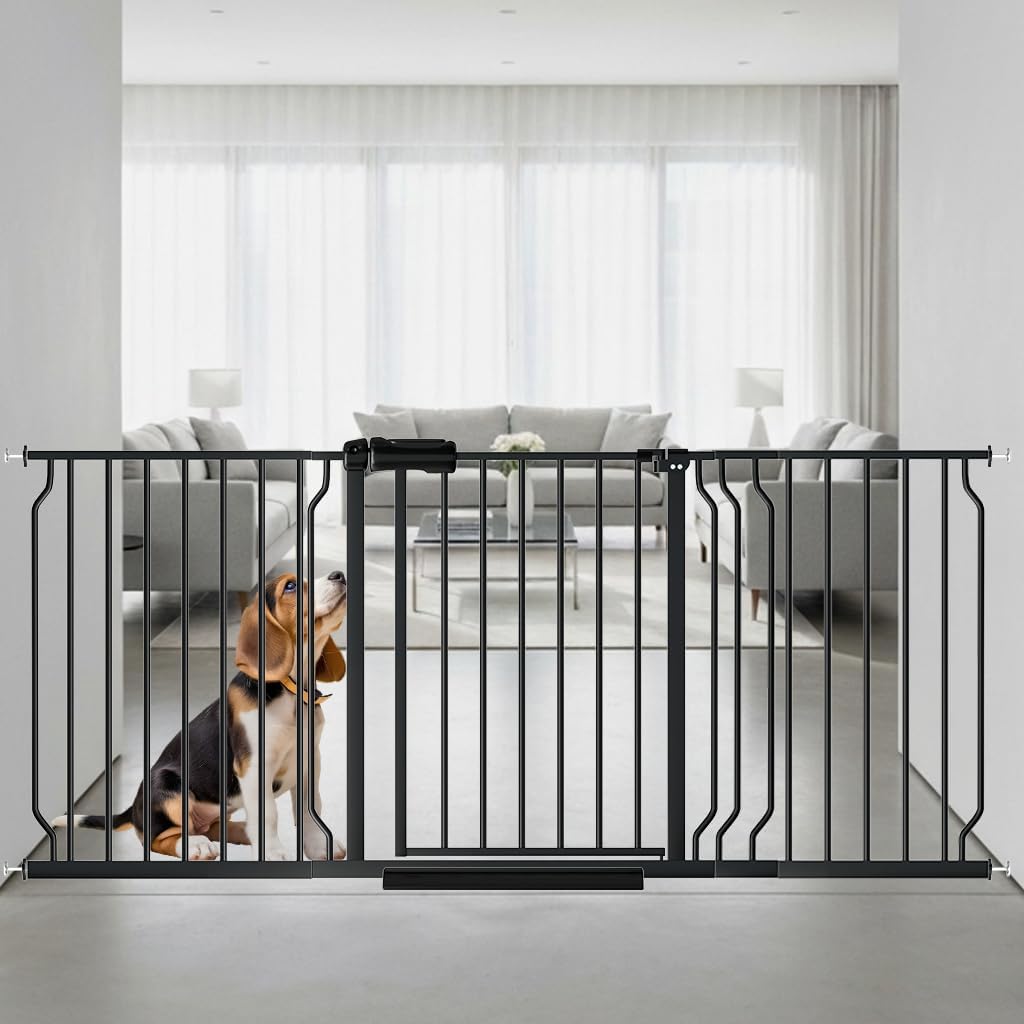 62.2"-71.65" Extra Wide Auto Closing Baby Safety Gate for Stairs & Doorways, Pressure Mounted No