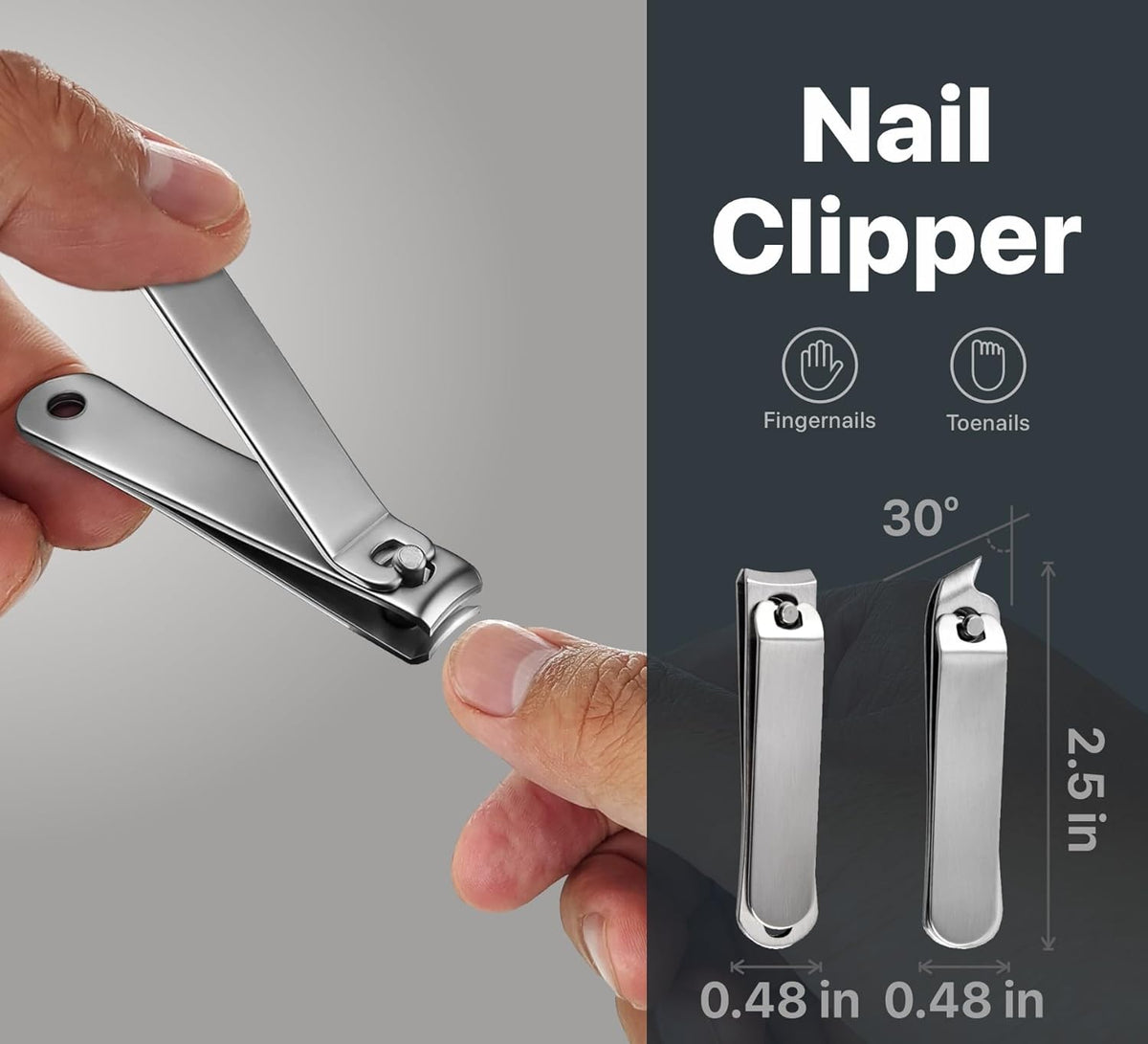 Konovo 5-Piece Nail Clippers Set，Stainless Steel Manicure Kit, Nail Grooming Travel Kit, Ail