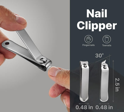 Konovo 5-Piece Nail Clippers Set，Stainless Steel Manicure Kit, Nail Grooming Travel Kit, Ail