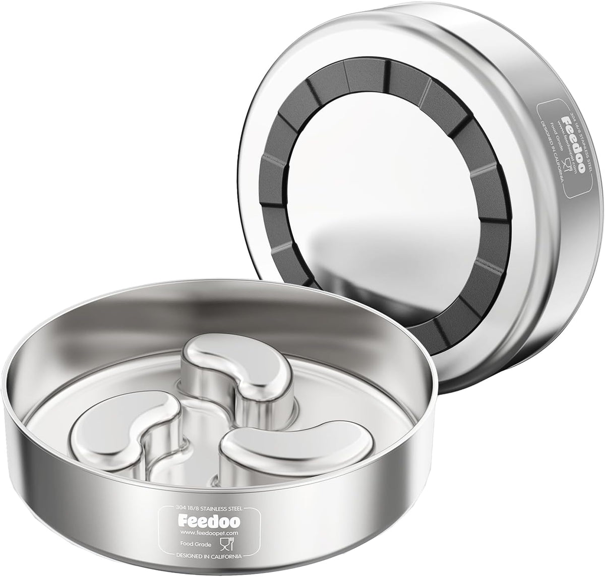 Slow Feeder Dog Bowl, 1Cups Stainless Steel Maze Bowl for Small Breeds, Non-Slip Base, Double Wall