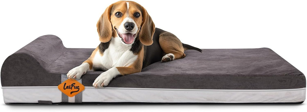 Laifug Orthopedic Memory Foam Extra Large Dog Bed with Pillow and Durable Water Proof Liner &