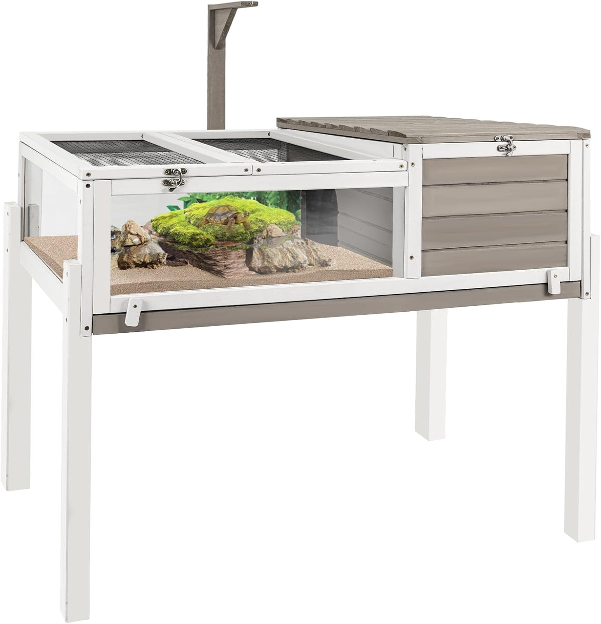 Tortoise Habitat Large Wooden Tortoise Enclosure Habitat with No-Leaking Tray Indoor & Outdoor