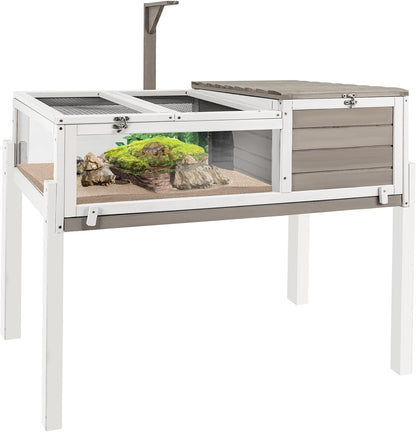 Tortoise Habitat Large Wooden Tortoise Enclosure Habitat with No-Leaking Tray Indoor & Outdoor