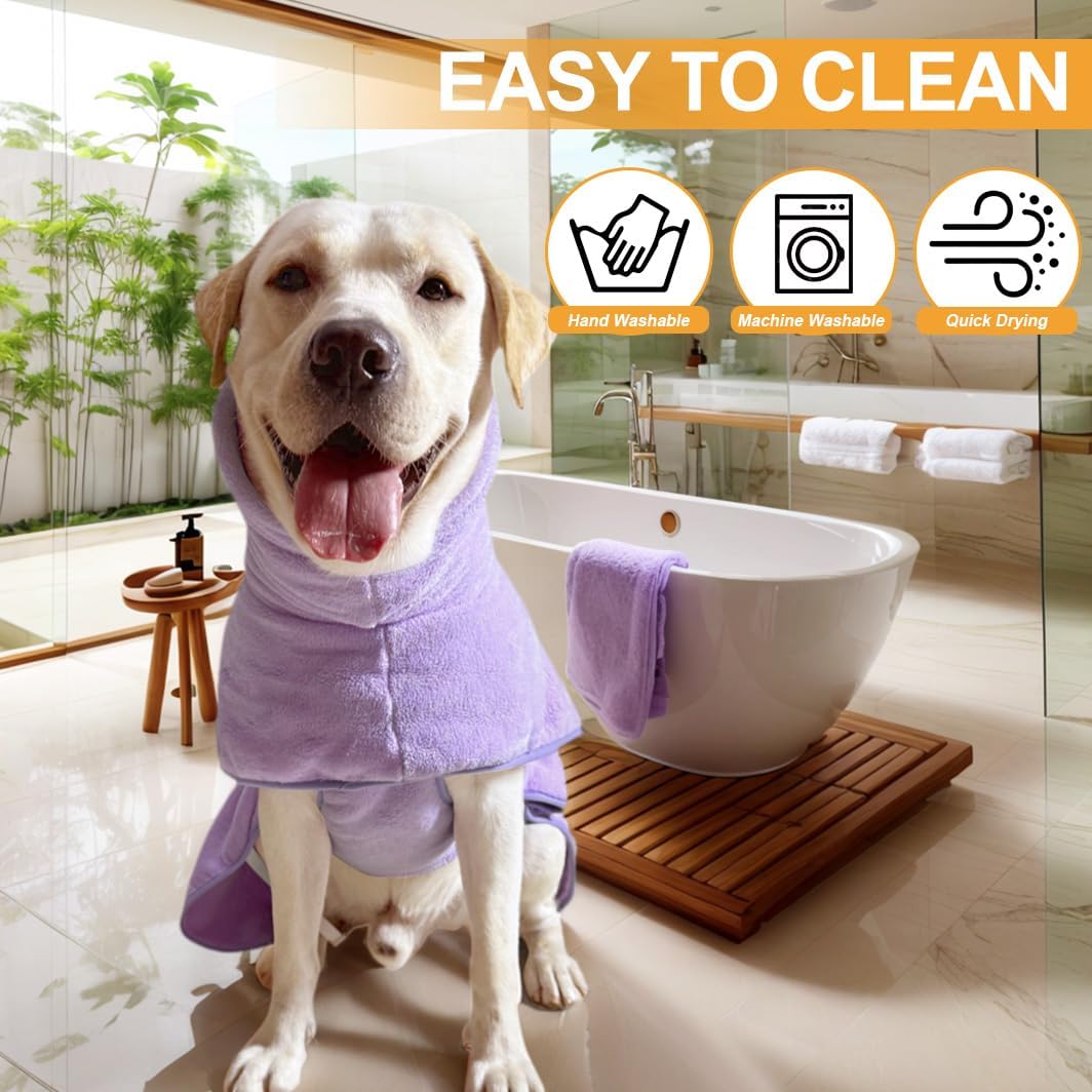 Microfiber Dog Bathrobe Towel Super Absorbent Dog Quick Dry Bathrobe for Puppies, Suitable for