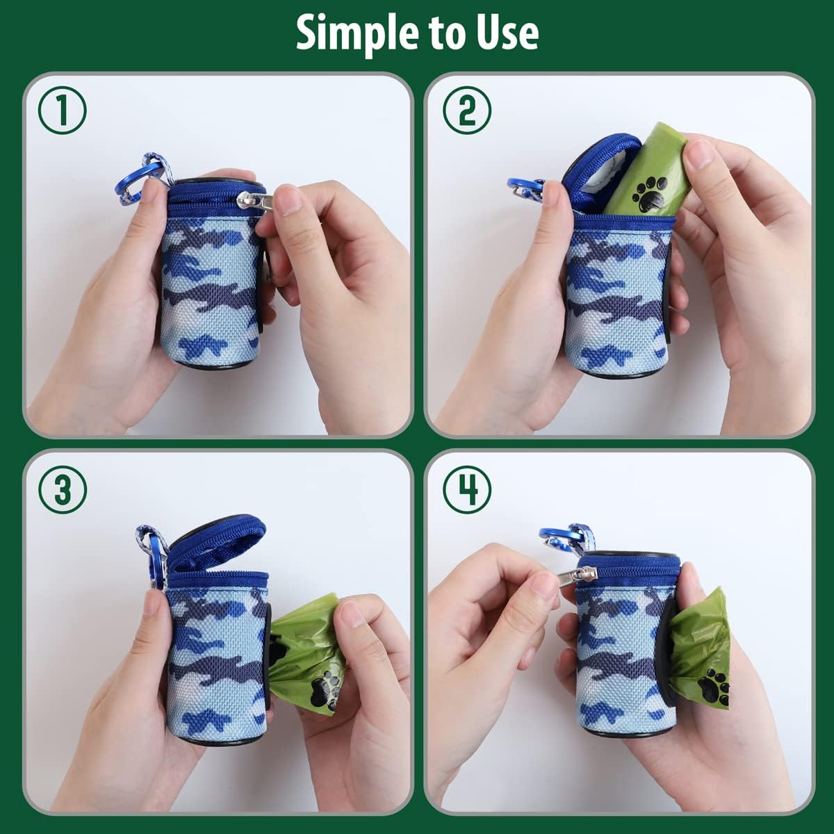 Dog Poop Bag Holder for Leash Doggie Waste Bag Dispenser Puppy Potty Carrier Small Doggy Zipper