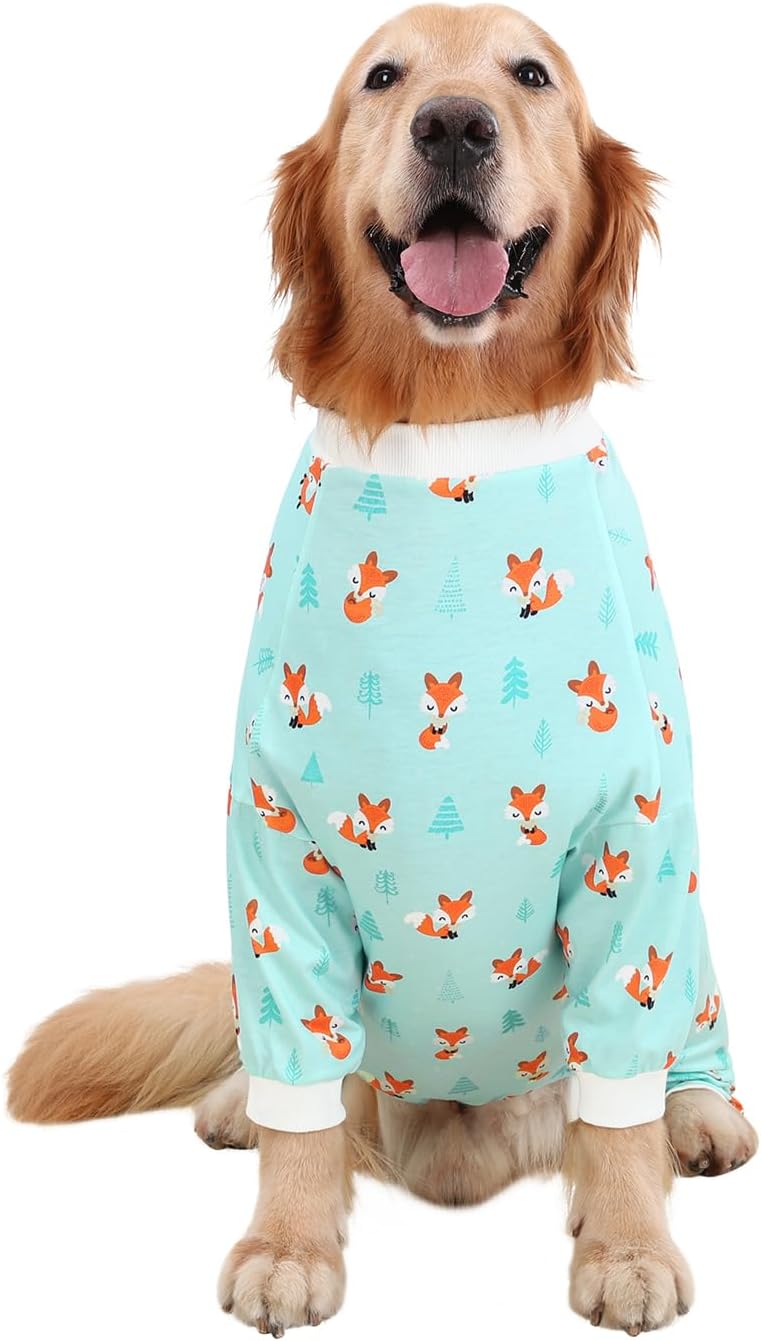 HDE Dog Pajamas One Piece Jammies Jumpsuit Pet Clothes Outfit Stretchy Lightweight Comfy Shirt Pjs