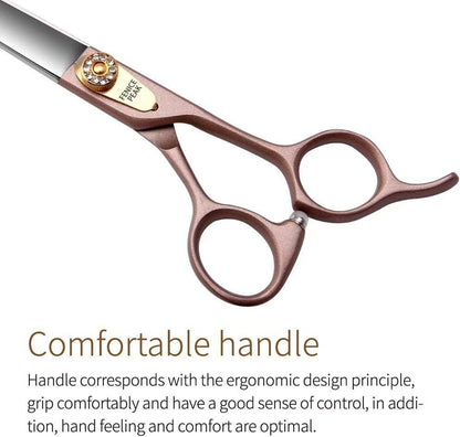 Fenice Peak 8'' Dog Straight Scissors for Grooming 440C Stainless Steel Rose Gold Professional Pet