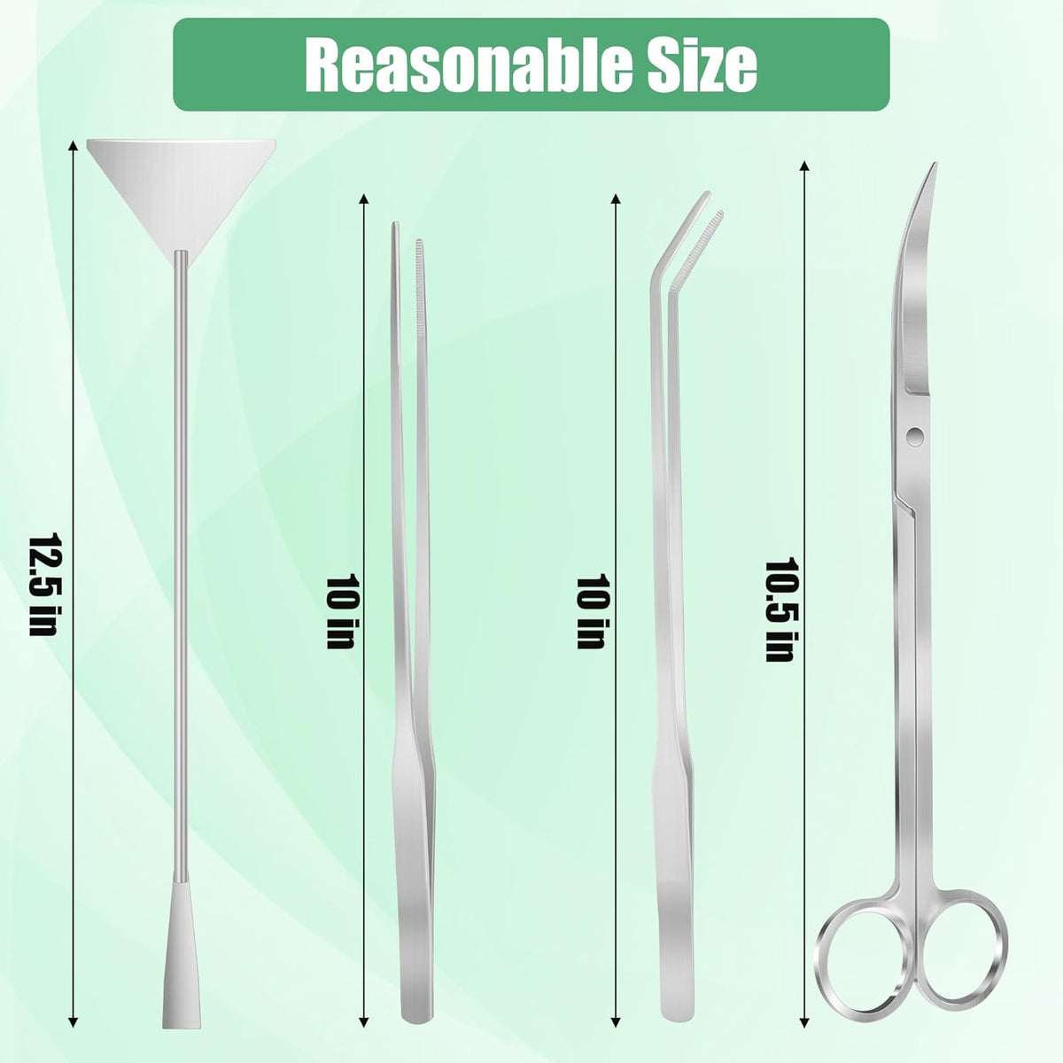Aquarium Aquascape Tools Kit, 4 in 1 Anti-Rust Aquatic Plant Aquascaping Tool Stainless Steel Black
