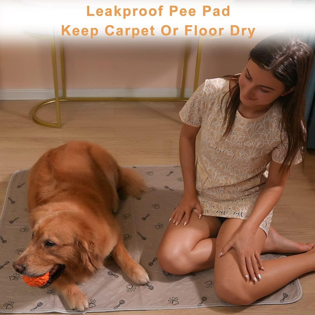 Peepeego 2Pack Pee Pads for Dogs Reusable+Free Dog Comb, Waterproof Rug 36”x48, Absorbent Puppy