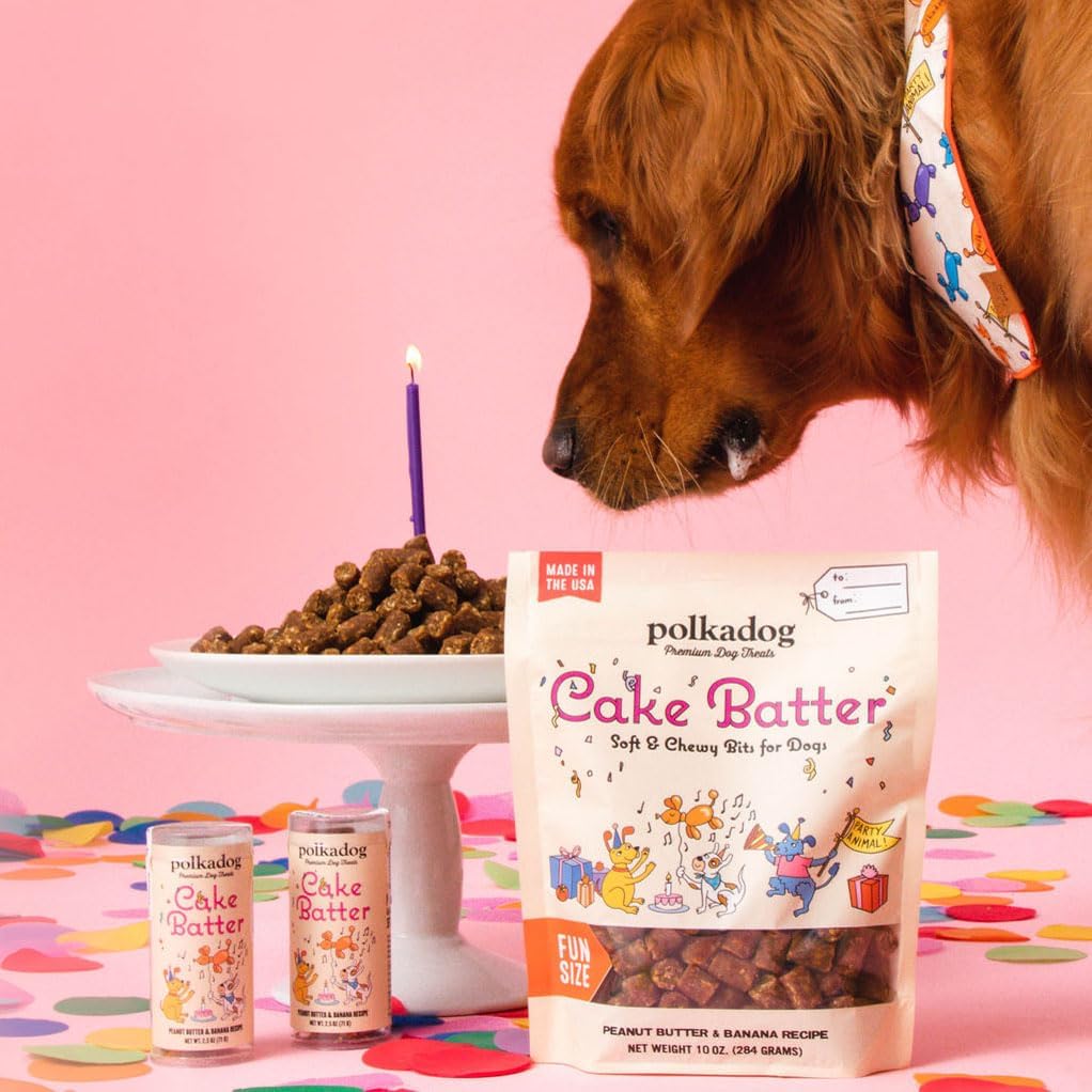 Polkadog Cake Batter Dog Treats – Soft & Chewy Premium Birthday Treats with Peanut Butter & Banana