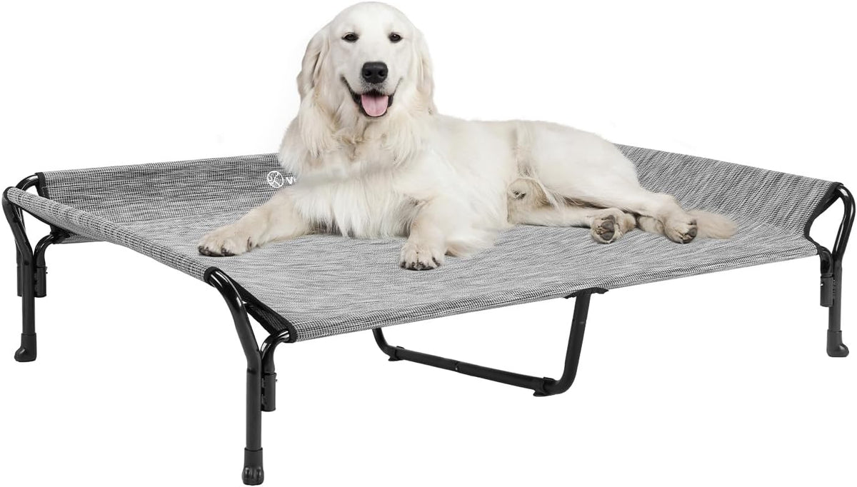 Veehoo Cooling Elevated Dog Bed, XL Raised Pet Cot with Guardrail & Slope Headrest, Durable