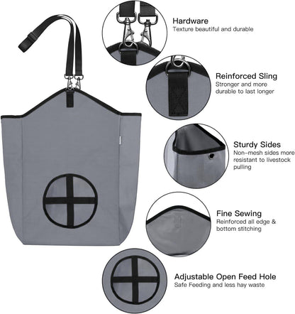 3 Packs Goat Hay Feeder,Hay Bags for Goats,Horses,Sheep,Premium 600D Oxford Cloth,with Metal