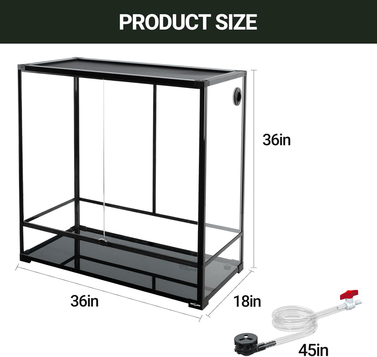 REPTI ZOO Large Tall Glass Reptile Tank 36"x18"x36", 100 Gallon Vertical Reptile Terrarium with