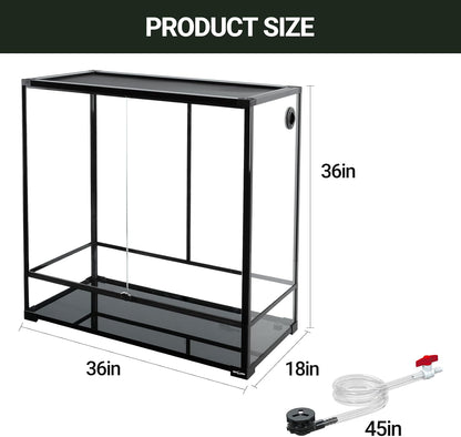 REPTI ZOO Large Tall Glass Reptile Tank 36"x18"x36", 100 Gallon Vertical Reptile Terrarium with