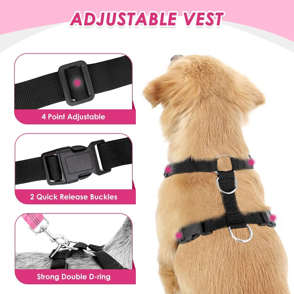 Lukovee Dog Seat Belt for Car, Adjustable Dog Car Harness for Large Medium Small Dogs, Soft Padded