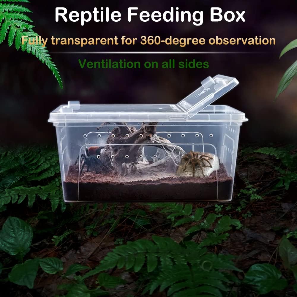 2 Pack Reptile Box Escape-Proof Breeding House Portable Reptile Terrarium Habitat for Reptile