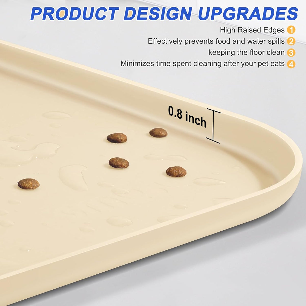 Silicone Pet Feeding Mat with Raised Edge for Food and Water, Dog Bowl Mats, Cat Bowls Placemat