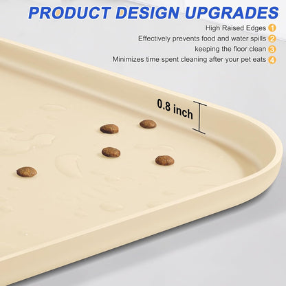 Silicone Pet Feeding Mat with Raised Edge for Food and Water, Dog Bowl Mats, Cat Bowls Placemat