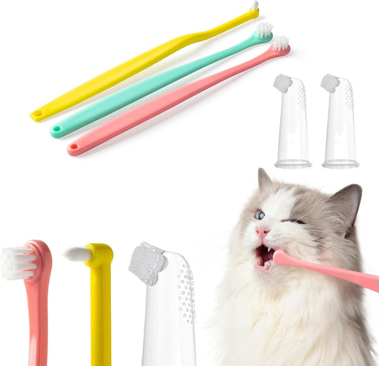 E.M&S.T by Emmeliestella Small Dog & Cat Toothbrush Kit，Micro Head, Kitten Toothbrush, Finger