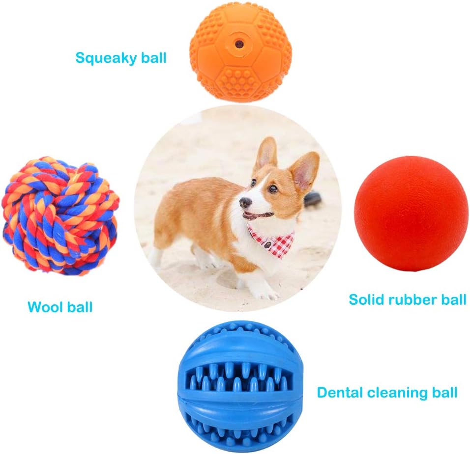 Puppy Balls - Pack with Different Functions & Teething Toys for Small Dogs, Squeaky Dog Balls