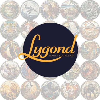 Lygond Metal Sign Tin Sign Circular Stained Glass American Mustang Bar Signs for Home Decor for