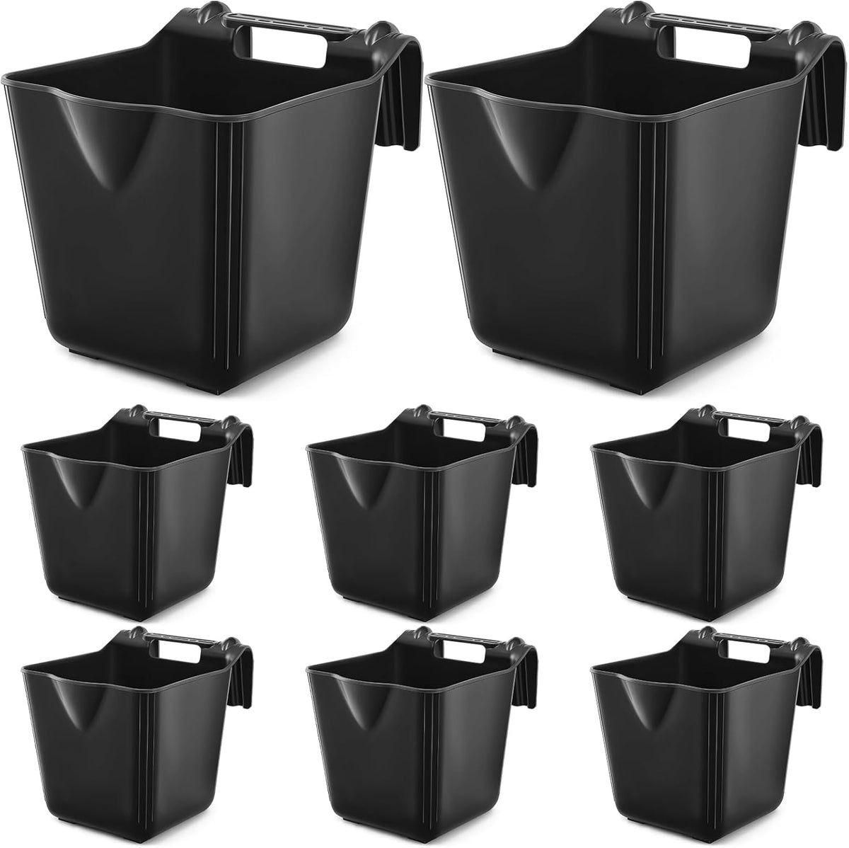 Marsui 8 Pcs 15 Quart Horse Feeders for Stall Hook Over Hanging Fence Hay Feeder Mountable