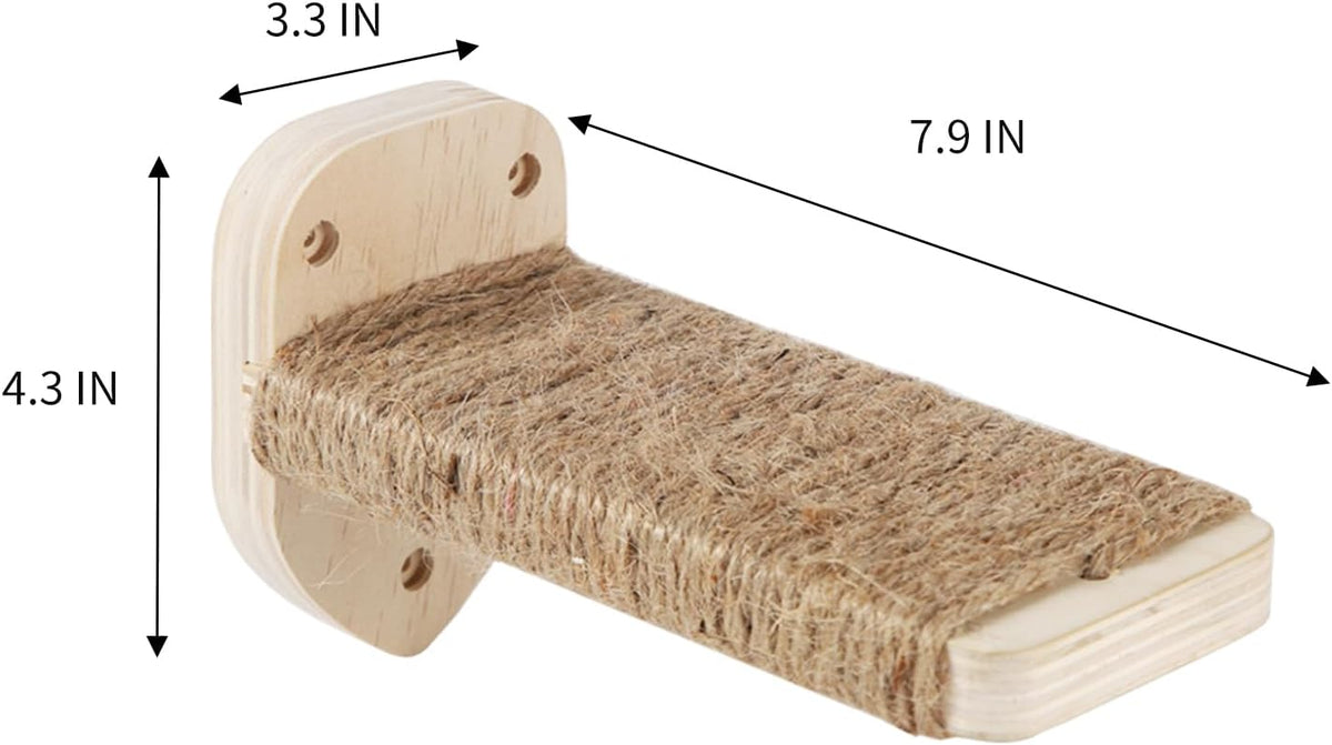 3 Pcs Cat Wall Steps, Cat Shelves and Perches for Wall, Wall-Mounted Cat Climbing Shelf with Hemp