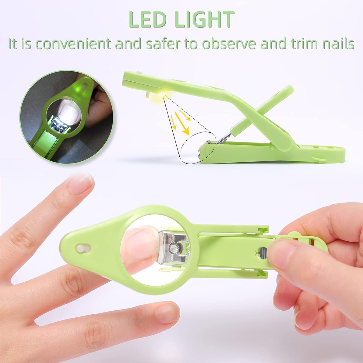 Nail Clippers with fold-Away Magnifier and LED Light, nail clipper with light,lighted nail