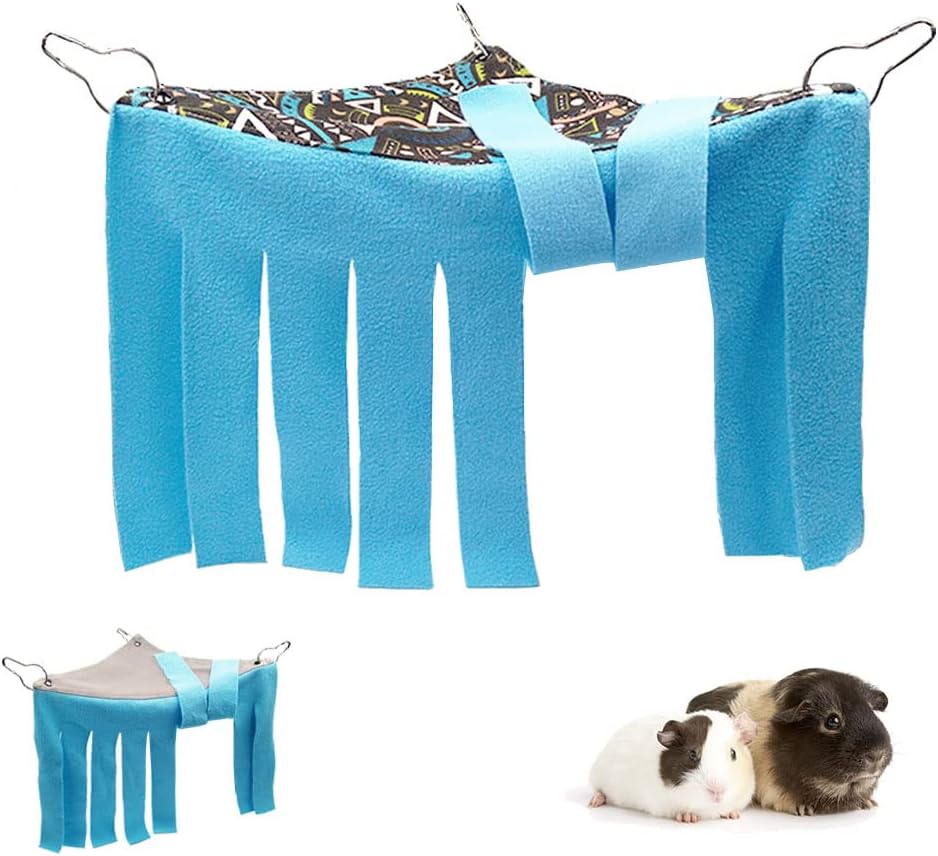 RIOUSSI Guinea Pig Hideout Hideaway Corner Fleece Toys Cage Accessories with Reversible Sides