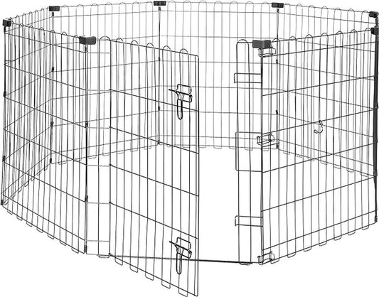 Amazon Basics Foldable Octagonal Metal Exercise Dog Playpen - Indoor/Outdoor, Single Door, Small (8