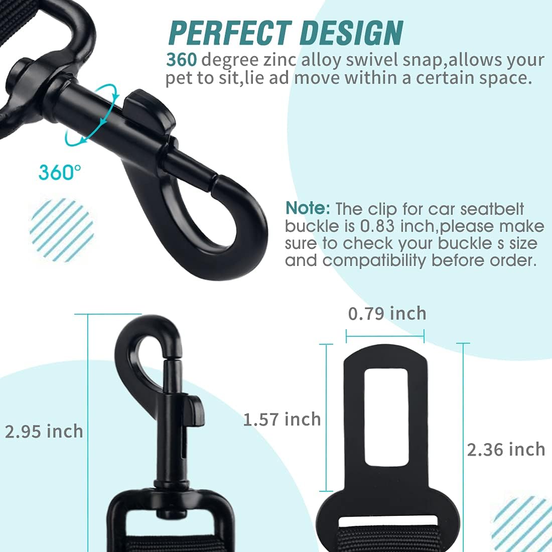 COOYOO Dog Seat Belt,Retractable Dog Car Harness Seat Belt for Car Adjustable Nylon Pet Safety Seat