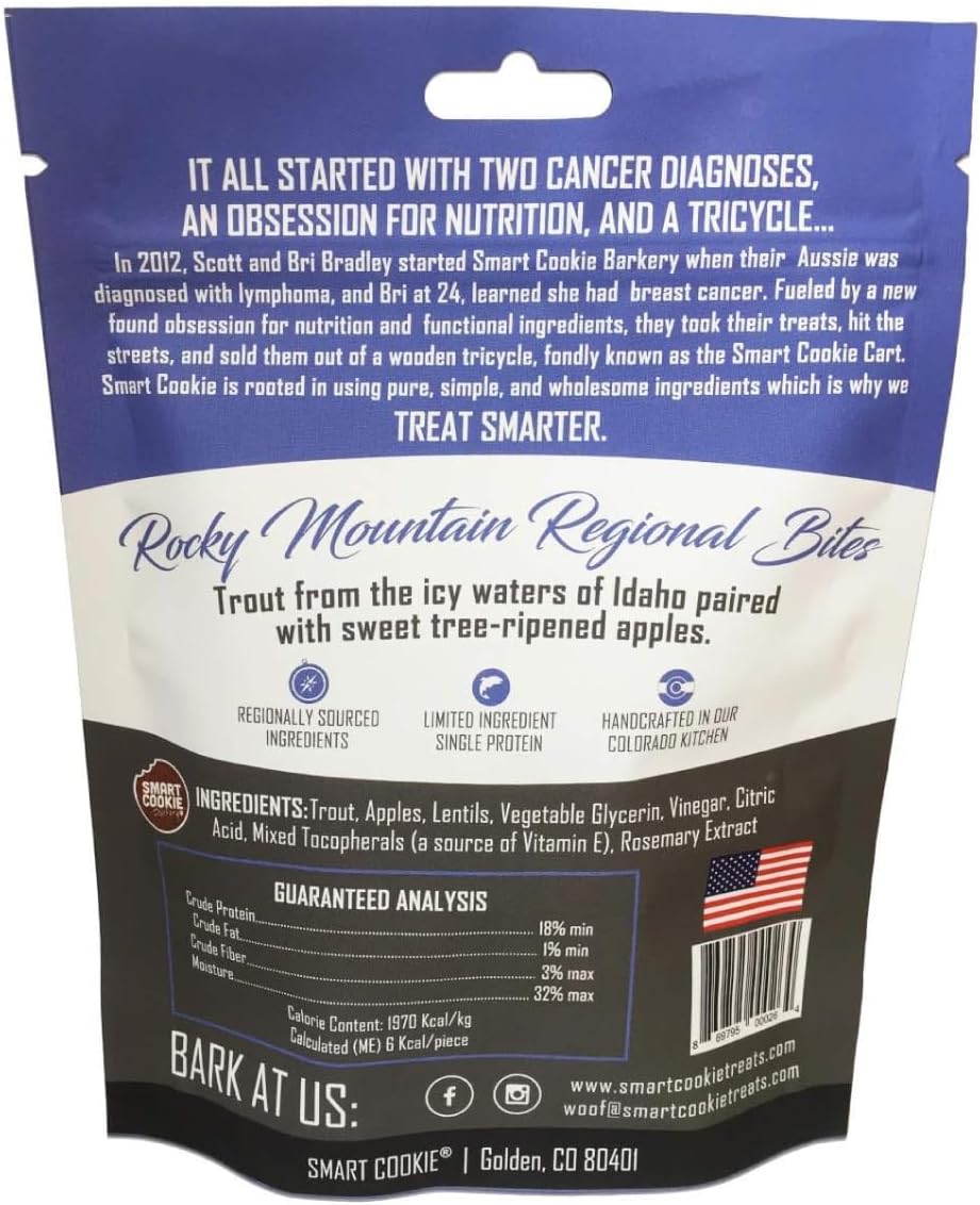 Smart Cookie All Natural Dog Treats - Trout & Apple - Training Treats for Dogs with Allergies