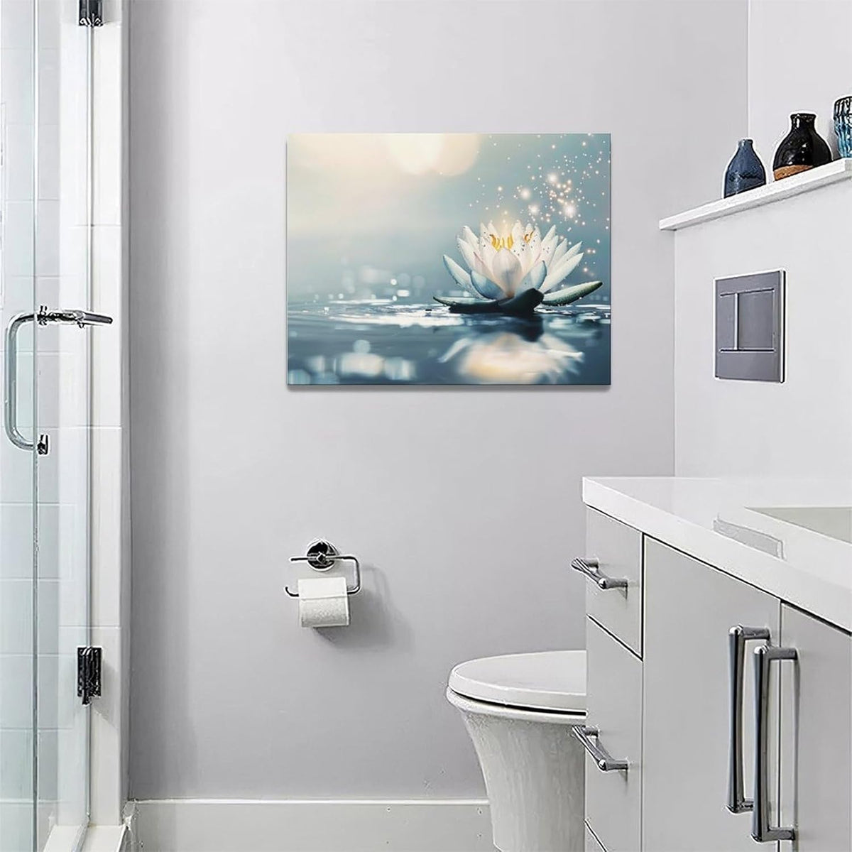 Bathroom Lotus Wall Art Floral Pictures Zen Meditation Wall Decor Yoga Spa Spiritual Canvas Print